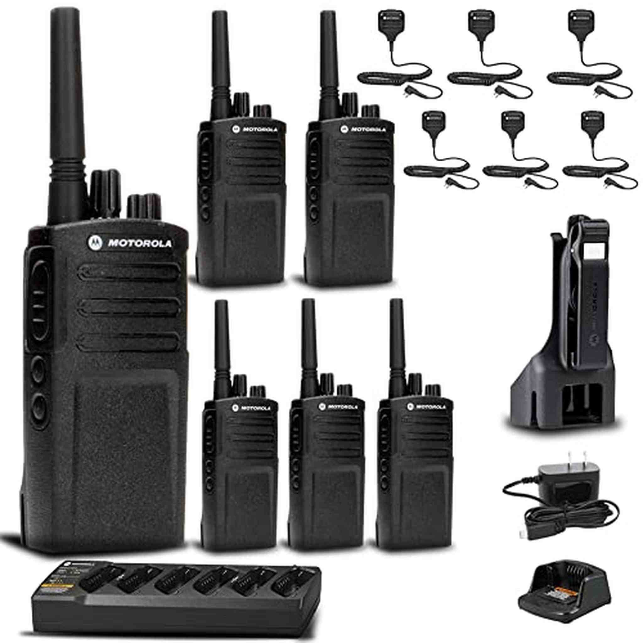 Motorola Charger + 6 x Motorola RMV2080 2Way Radio + HKLN4606 Speaker Mic + More Motorola Solutions