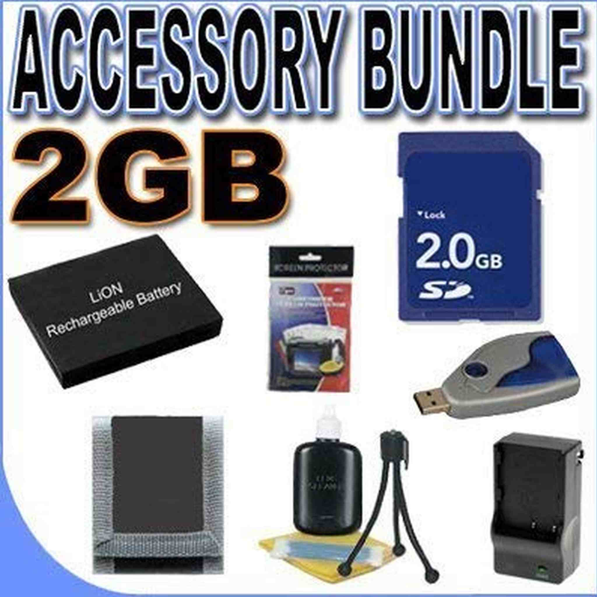 BigVALUEInc Saver Accessory Bundle - Replacement Lithium Ion Battery for Pentax Optio W60 and M50 PLUS 2GB SDHC Secure Digital Memory Card - + MORE!