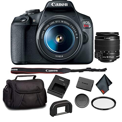 Canon EOS Rebel T7 DSLR Camera with Canon 18-55mm Lens Bundle with UV Filter + Carrying Case and More
