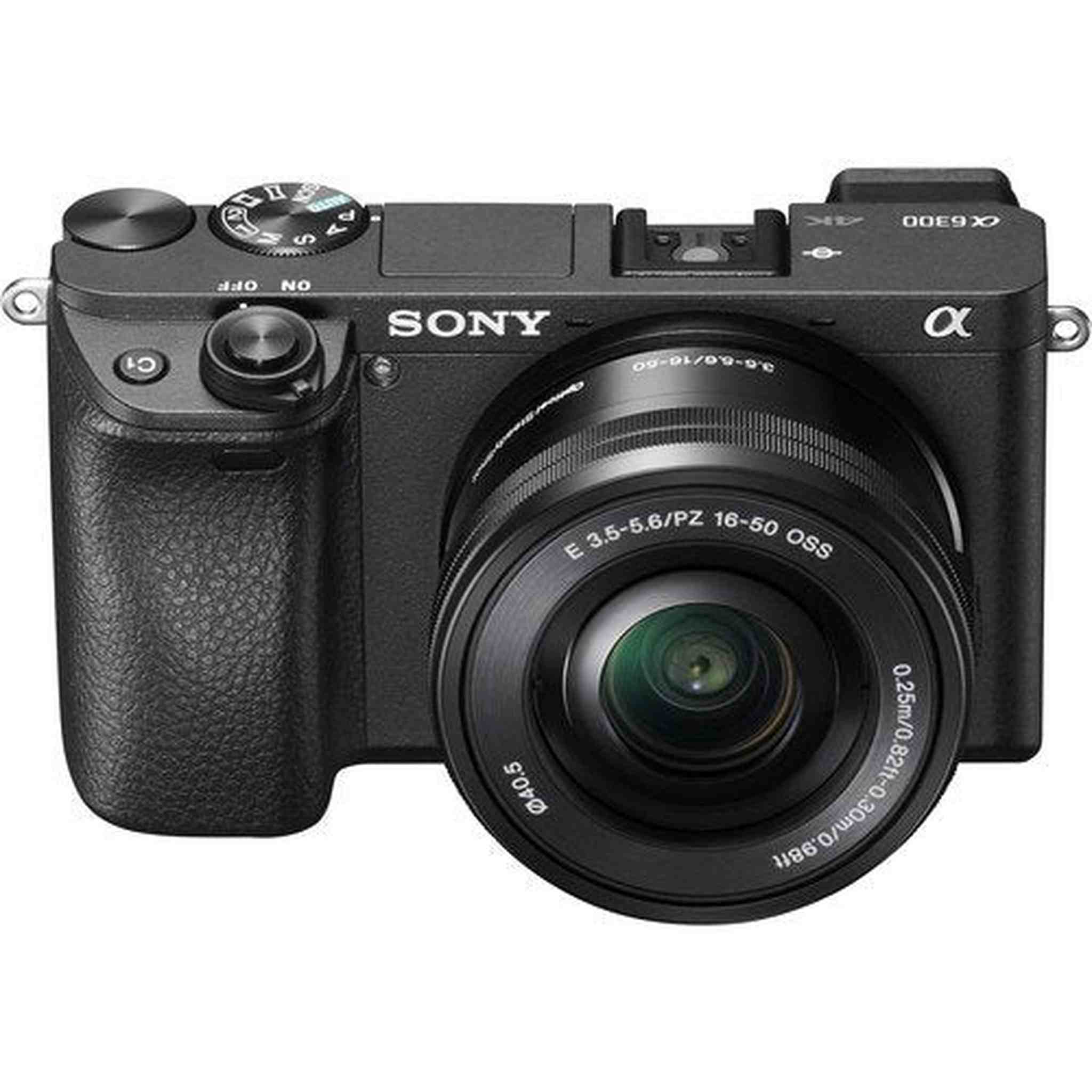 Sony Alpha a6300 Mirrorless Camera with 16-50mm Lens Black ILCE6300L/B With Bag, Filters, 2x Extra Batteries, Rode Mic, LED Light, External HD Monitor, 2x 64GB Cards, , Plus Essential Accessories Sony