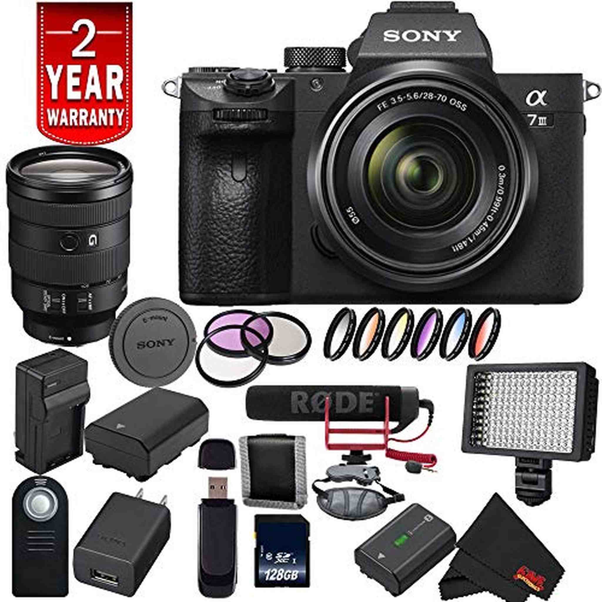 Sony Alpha a7 III ILCE7M3/B Mirrorless Digital Camera International Model + Sony 24-105mm Lens Video Bundle Sony