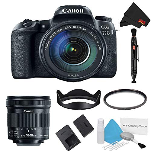 Canon EOS 77D DSLR Camera with 18-135mm Lens Bundle + Bonus 10-18mm Lens International Model