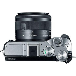 Canon EOS M6 Mirrorless Digital Camera with 15-45mm Lens Silver Advanced Bundle - International Model