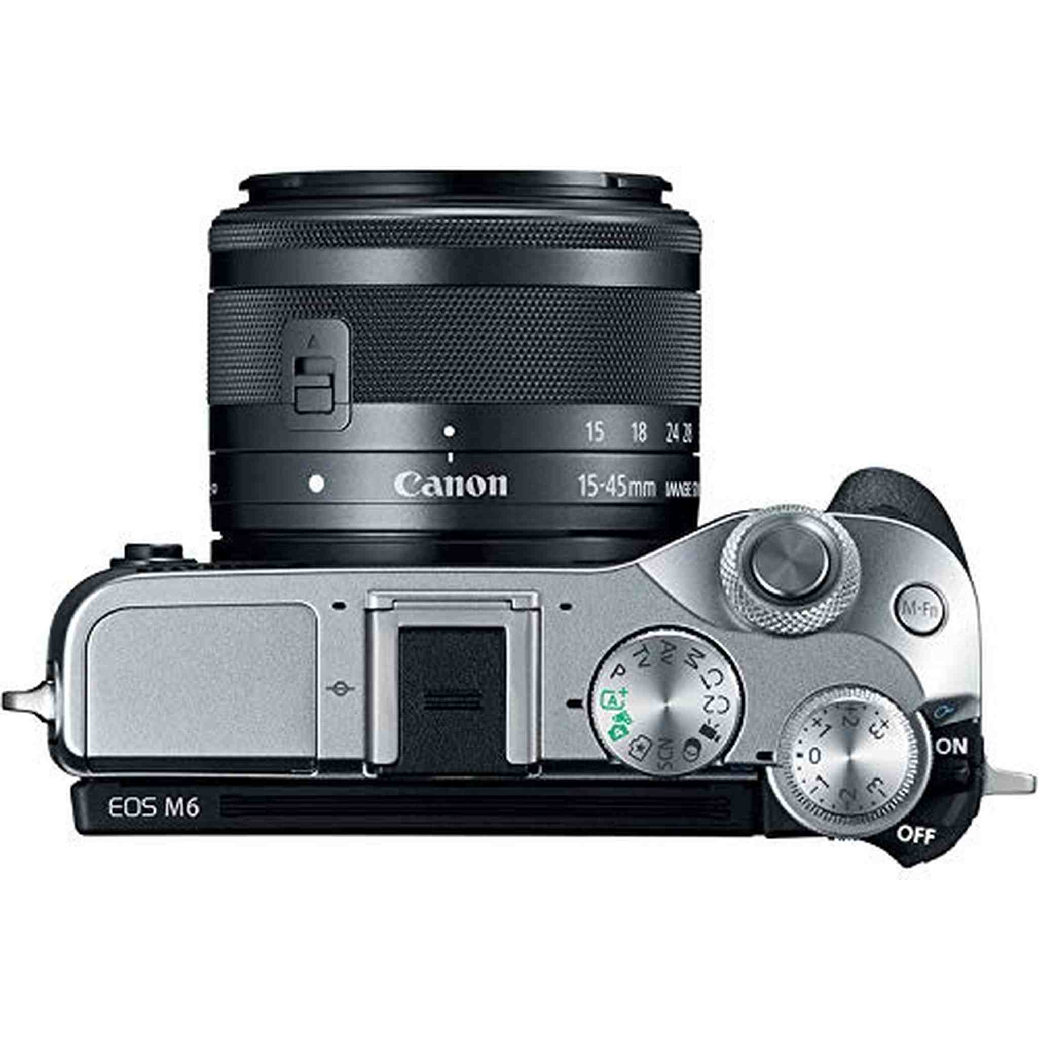 Canon EOS M6 Mirrorless Digital Camera with 15-45mm Lens Silver Plus Bundle w/Bonus EF-M 11-22MM Lens - International