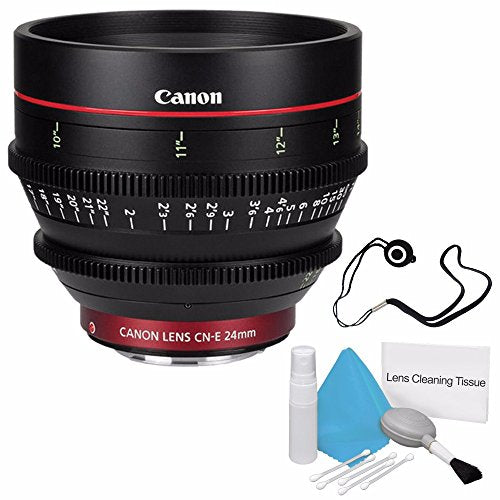 Canon CN-E 24mm T1.5 L F Cine Lens International Model + Deluxe Cleaning Kit + Lens Cap Keeper Starter Bundle