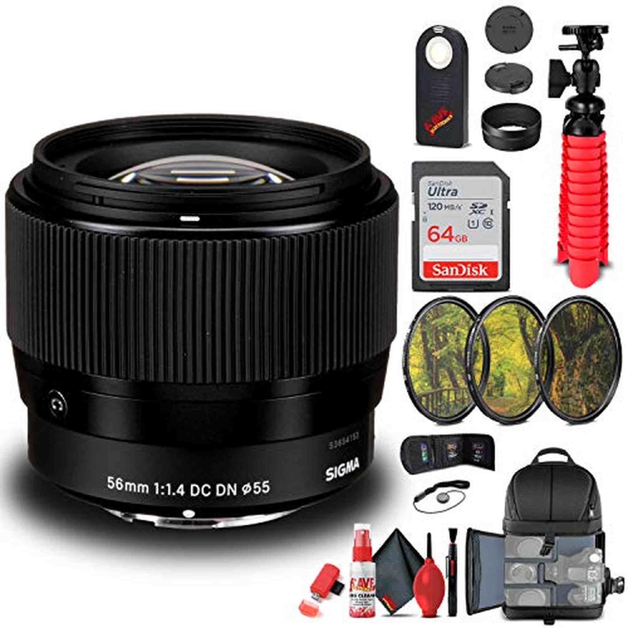 Sigma 56mm f/1.4 DC DN Contemporary Lens for Micro Four Thirds 351963 Bundle