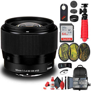 Sigma 56mm f/1.4 DC DN Contemporary Lens for Micro Four Thirds 351963 Bundle