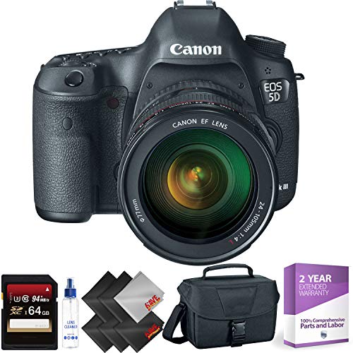 Canon EOS 5D Mark III DSLR Camera with 24-105mm Lens + 64GB Memory Card + 2 Year Accidental Warranty Bundle