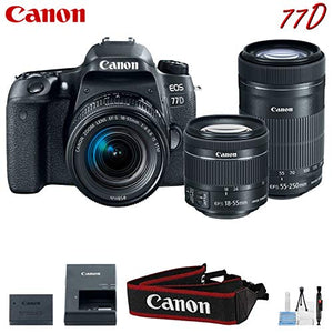Canon EOS 77D Digital SLR Camera with 18-55mm & 55-250mm Lenses Kit International Model