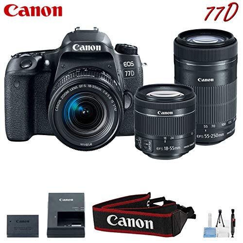 Canon EOS 77D Digital SLR Camera with 18-55mm & 55-250mm Lenses Kit International Model