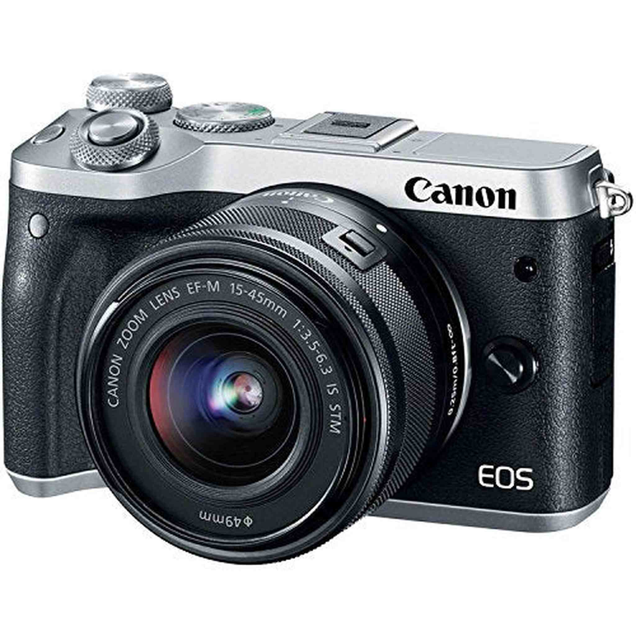 Canon EOS M6 Mirrorless Digital Camera with 15-45mm Lens Silver Basic Bundle w/Bonus EF-M 11-22MM Lens - International