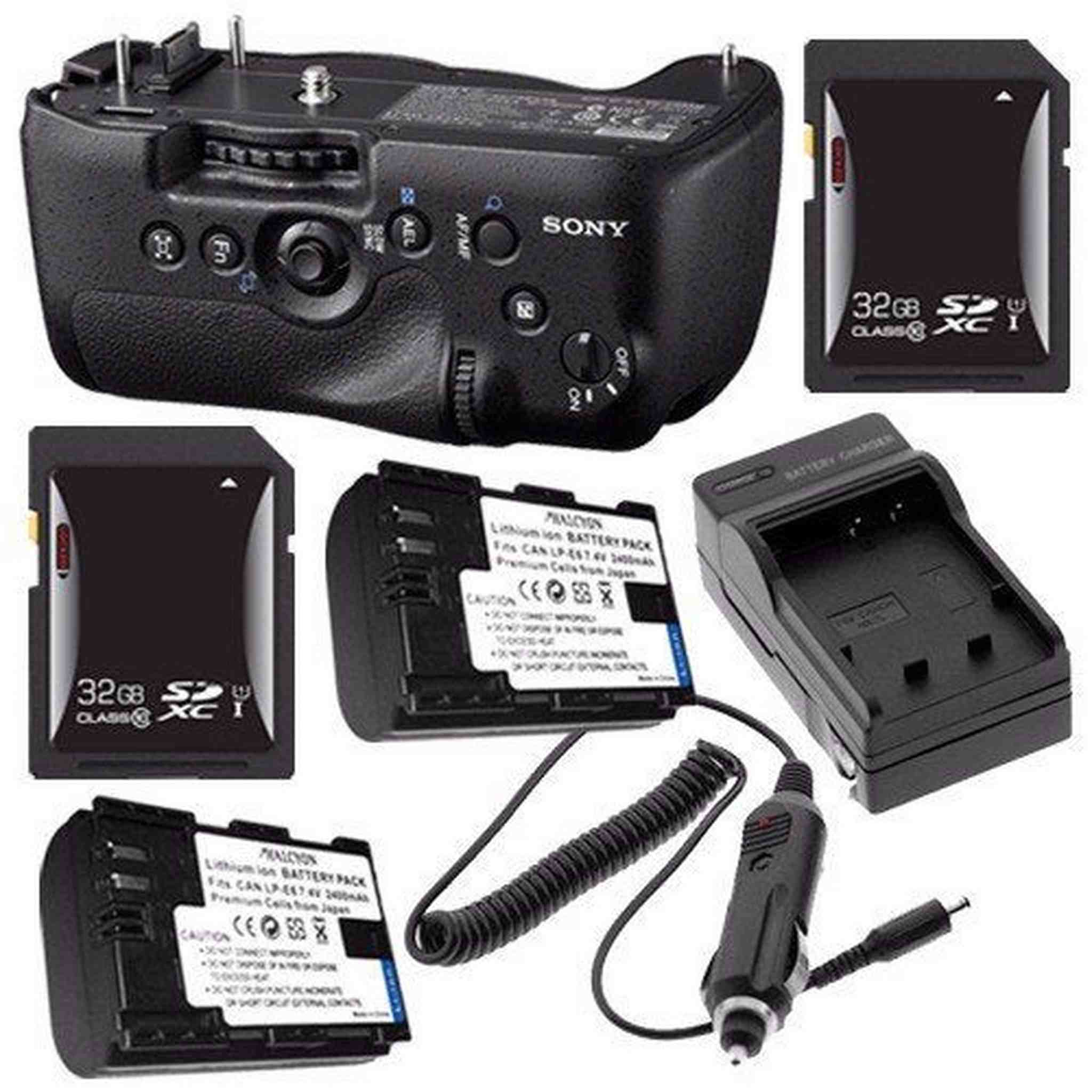 Sony Vertical Battery Grip for Alpha A99 DSLR Camera + NP-FM500H Battery + External Charger + 32GB SDHC Card Saver Bundle