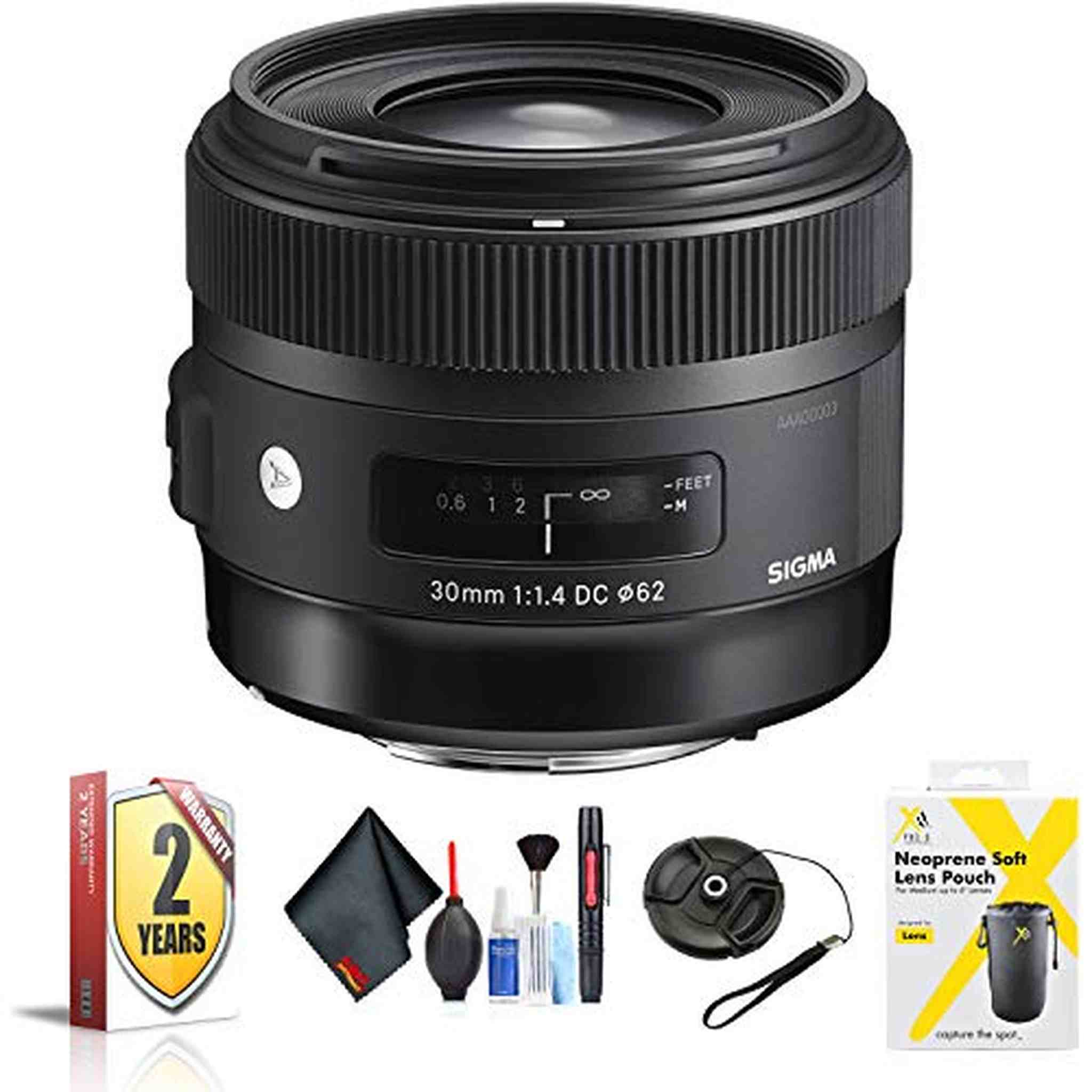 Sigma 30mm f/1.4 DC HSM Art Lens for Nikon for Nikon F Mount + Accessories International Model with 2 Year Warranty