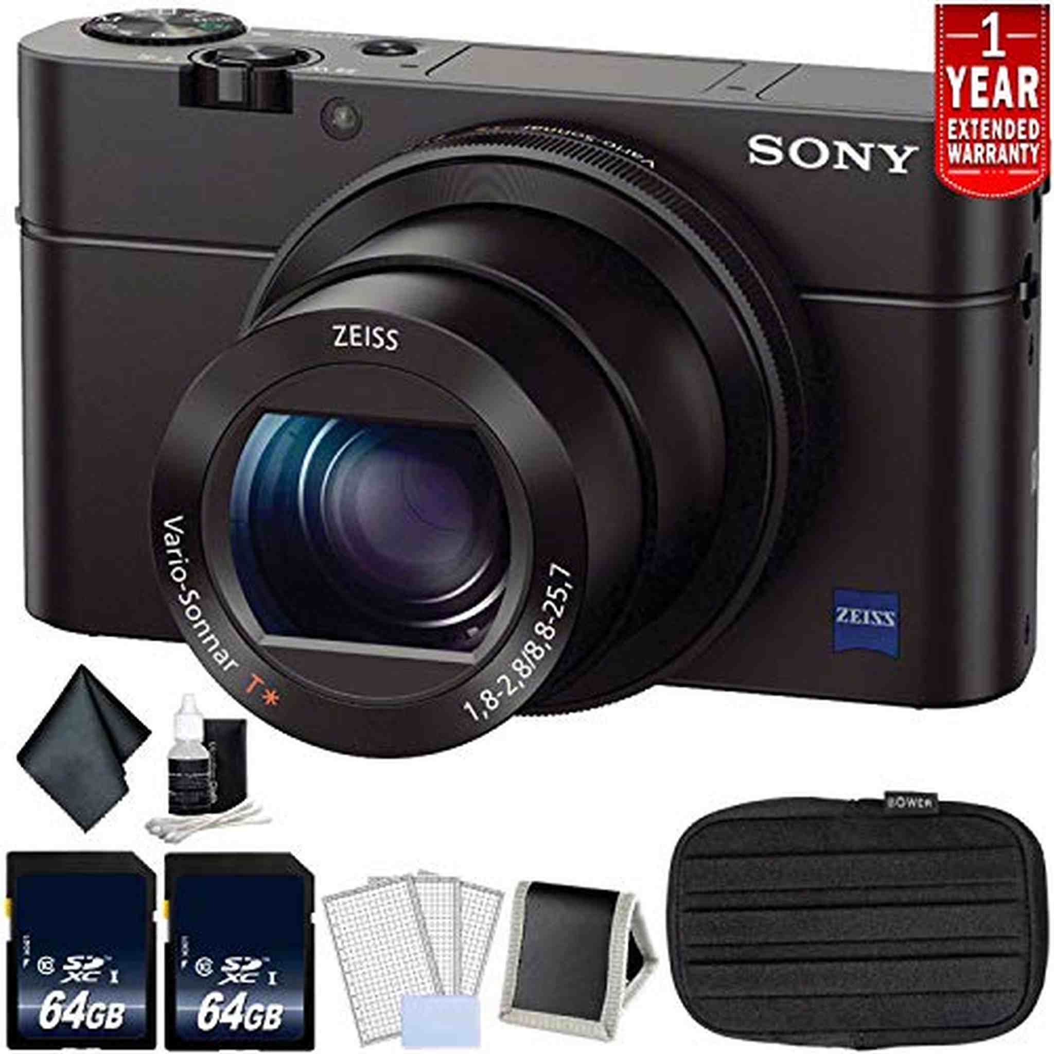 Sony Cyber-Shot III Digital Camera Bundle with 2x 64GB Memory Cards + Carrying Case + More Intl Model