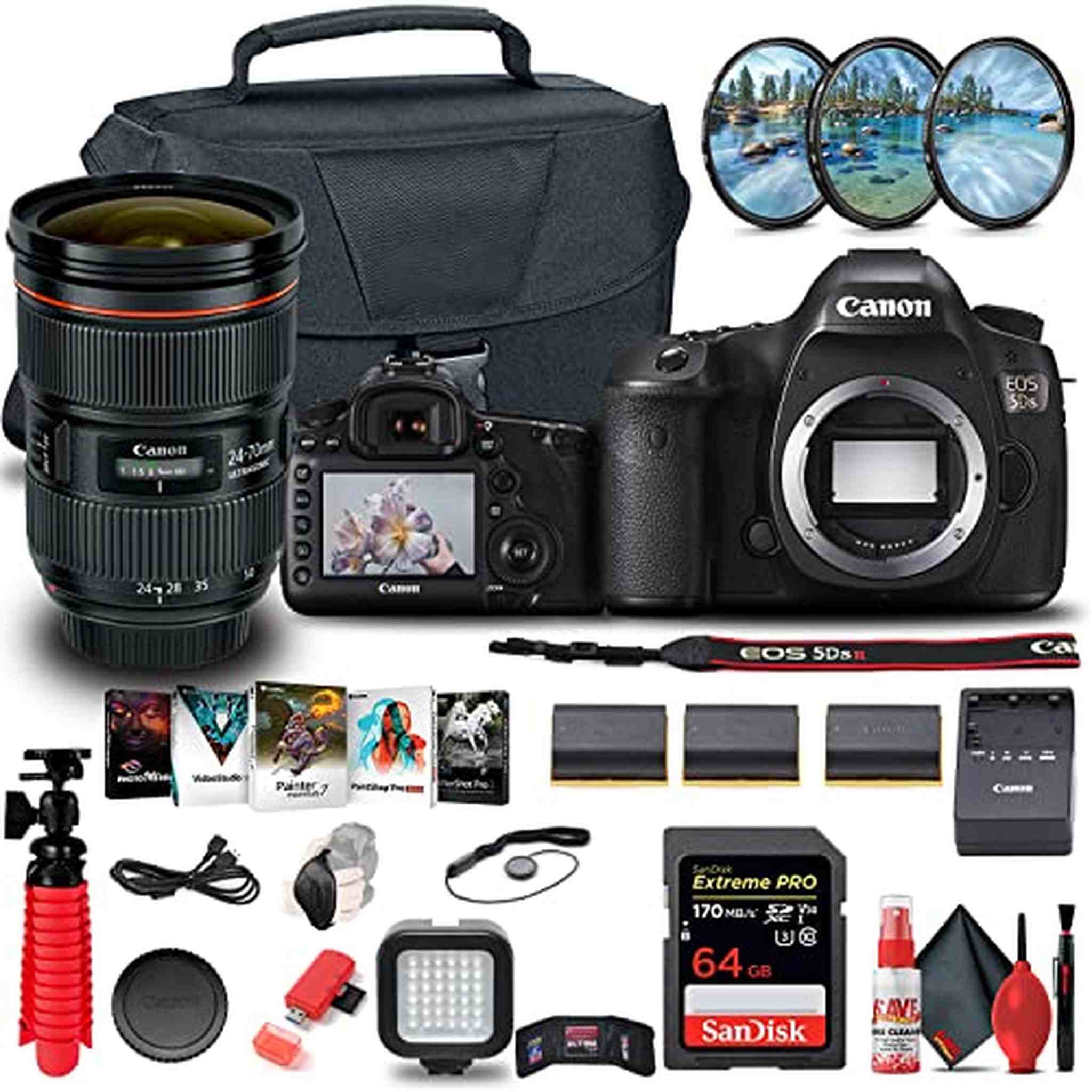 Canon EOS 5DS DSLR Camera 0581C002 + EF 24-70mm Lens + 64GB Card + More - Reconditioned Canon