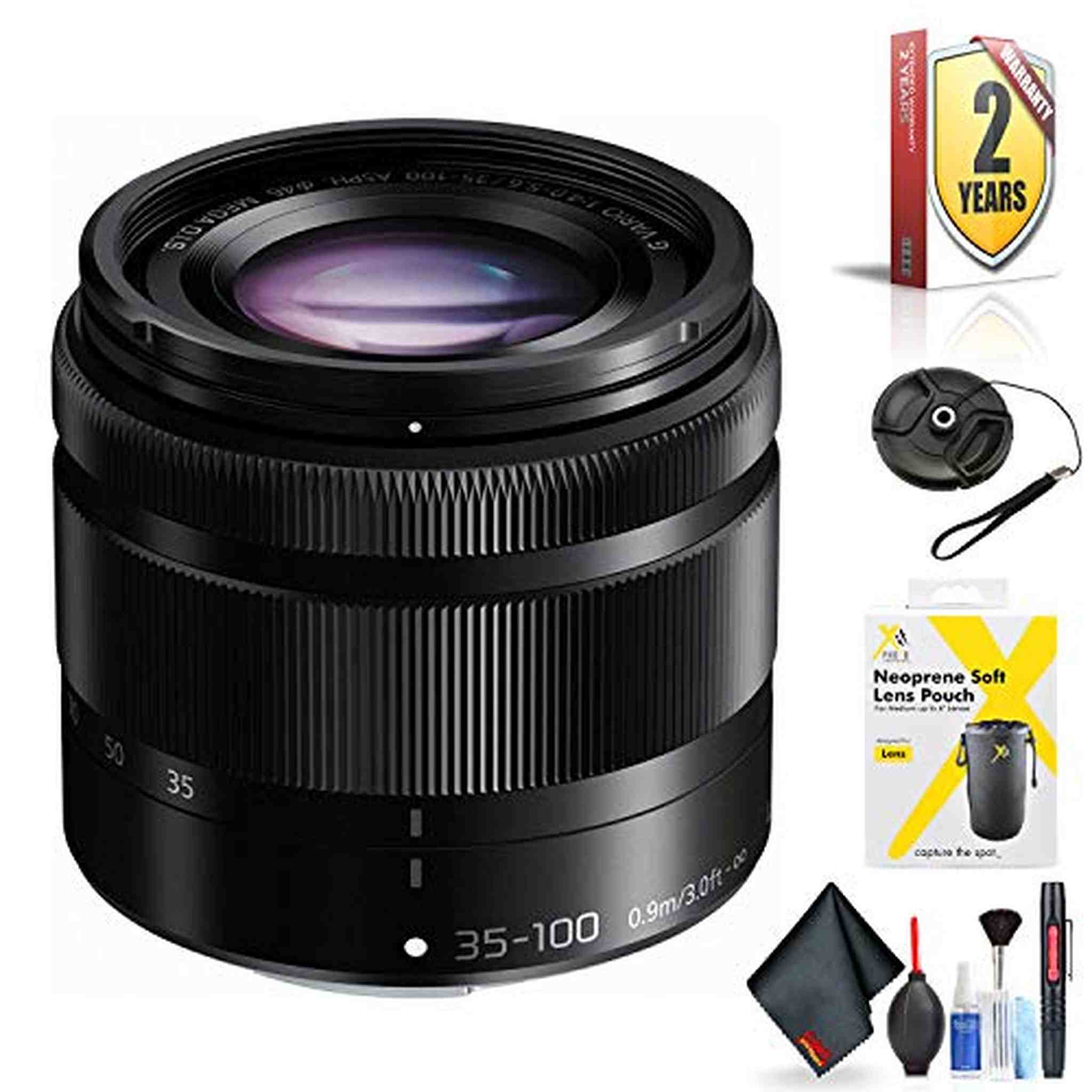 Panasonic Lumix G Vario 35-100mm f/4-5.6 ASPH. MEGA O.I.S. Lens for Micro Four Thirds Mount + Accessories International