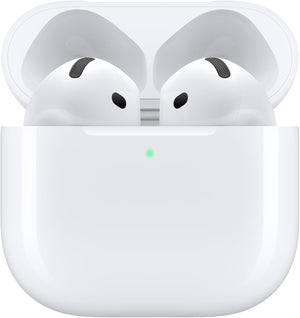 Apple AirPods 4 Wireless Earbuds, Bluetooth Headphones, Personalized Spatial Audio, Sweat and Water Resistant, USB-C Charging Case, H2 Chip, Up to 30 Hours of Battery Life, Effortless Setup for iPhone