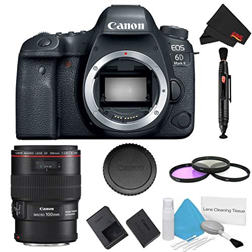 Canon EOS 6D Mark II DSLR Camera (Body Only) 3 Piece Filter Bundle + Bonus EF 100mm f/2.8L Macro is USM Lens - Internati