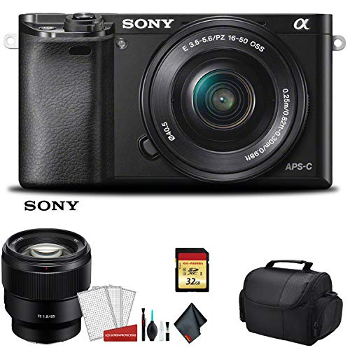 Sony Alpha a6400 Mirrorless Digital Camera with 16-50mm Lens Kit with Sony FE 85mm f/1.8 Lens and More - International M