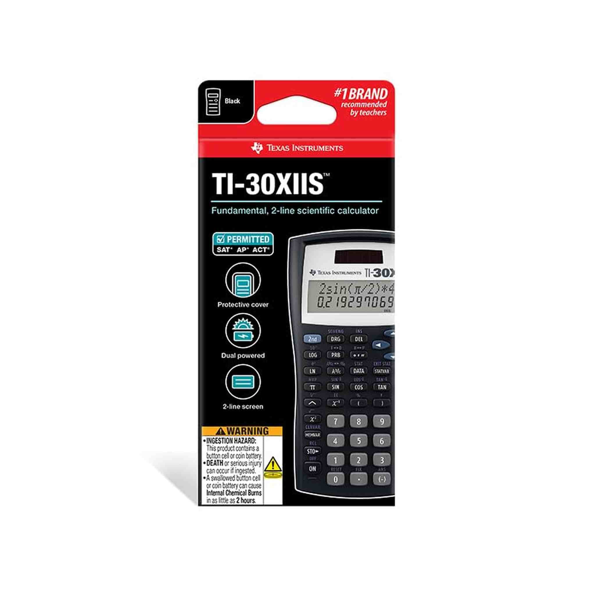 Texas Instruments TI-30XIIS Scientific Calculator, Black with Blue Accents