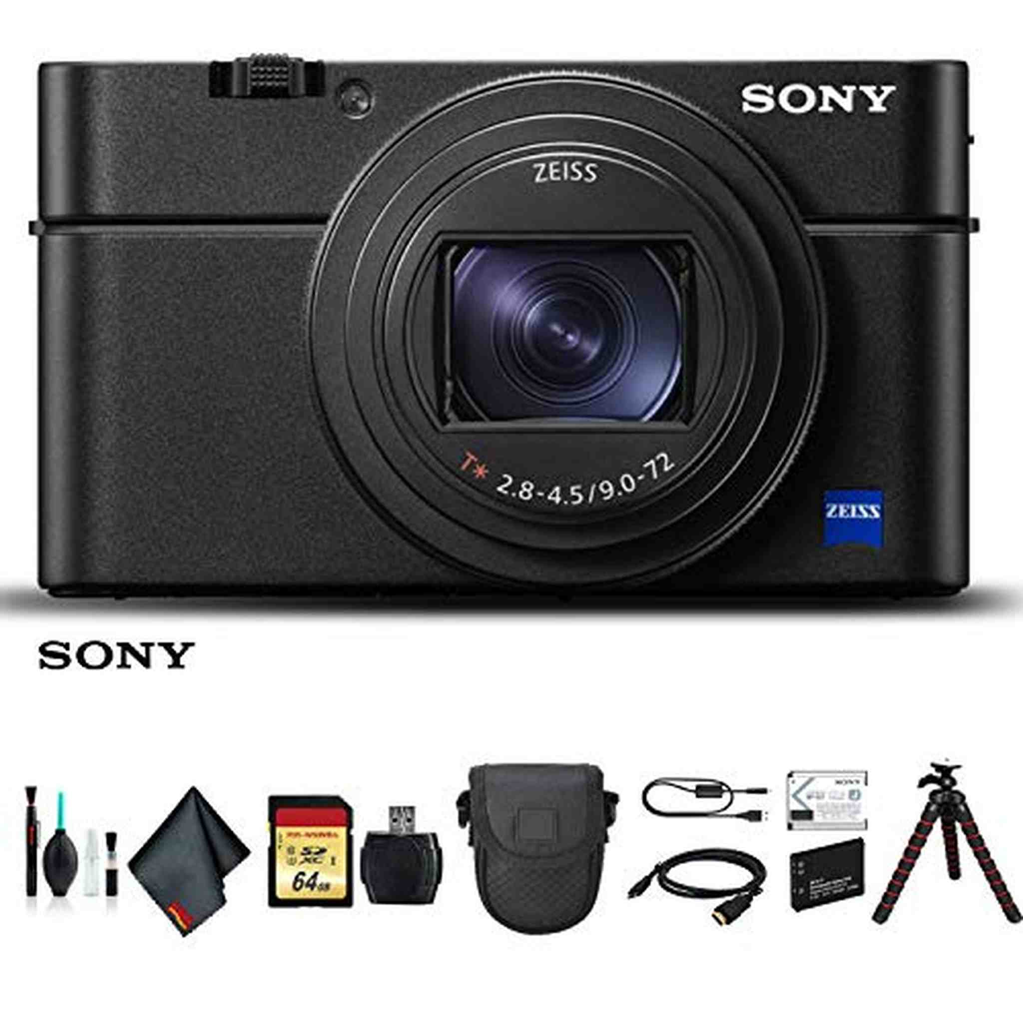 Sony Cyber-shot DSC-RX100 VI Camera DSCRX100M6/B With Soft Bag, Tripod, Additional Battery, 64GB Memory Card, Card Reader , Plus Essential Accessories Sony