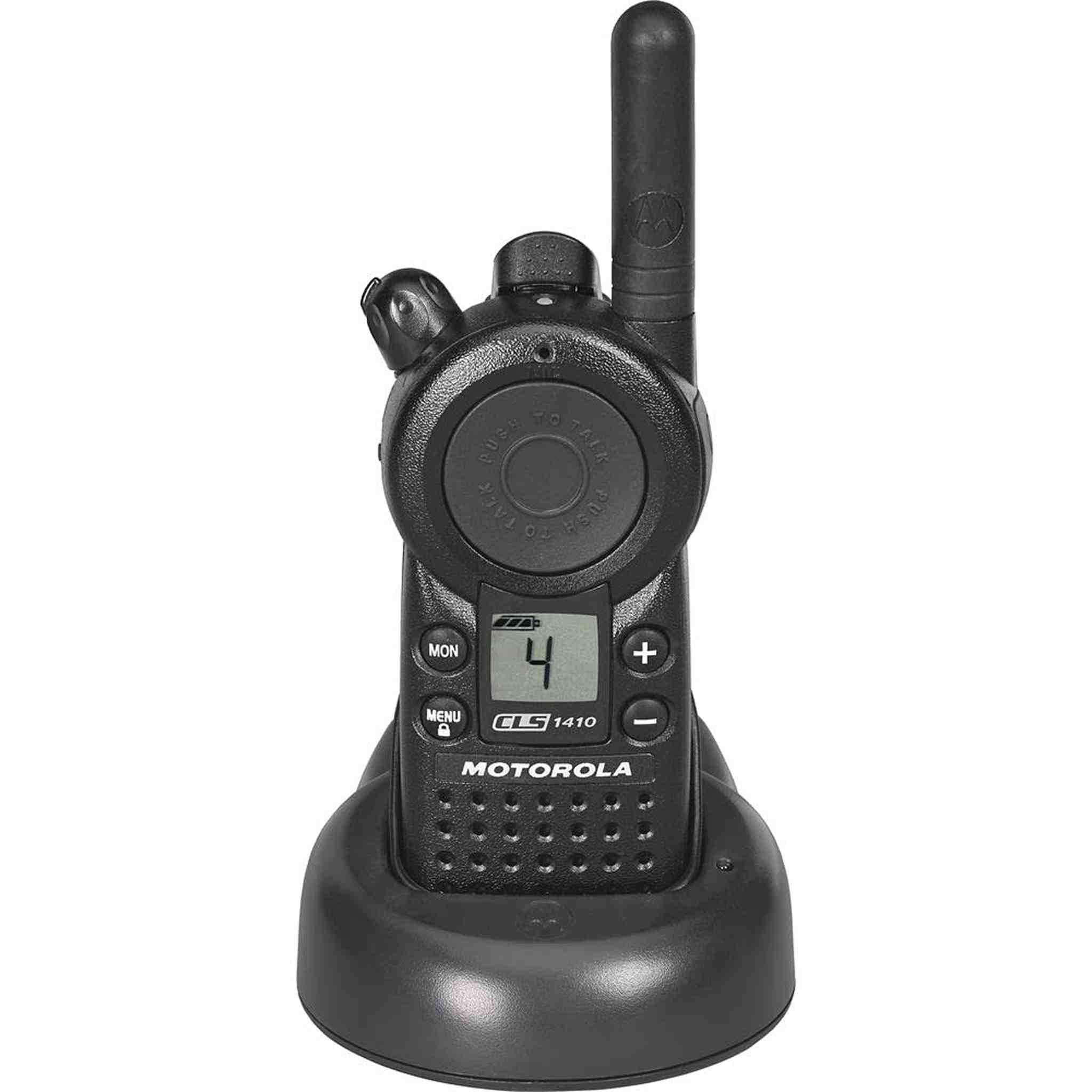 2 x Motorola CLS1410 UHF 1 W 4-Channel 2-Way Radio - 2 Pack With Mic Bundle
