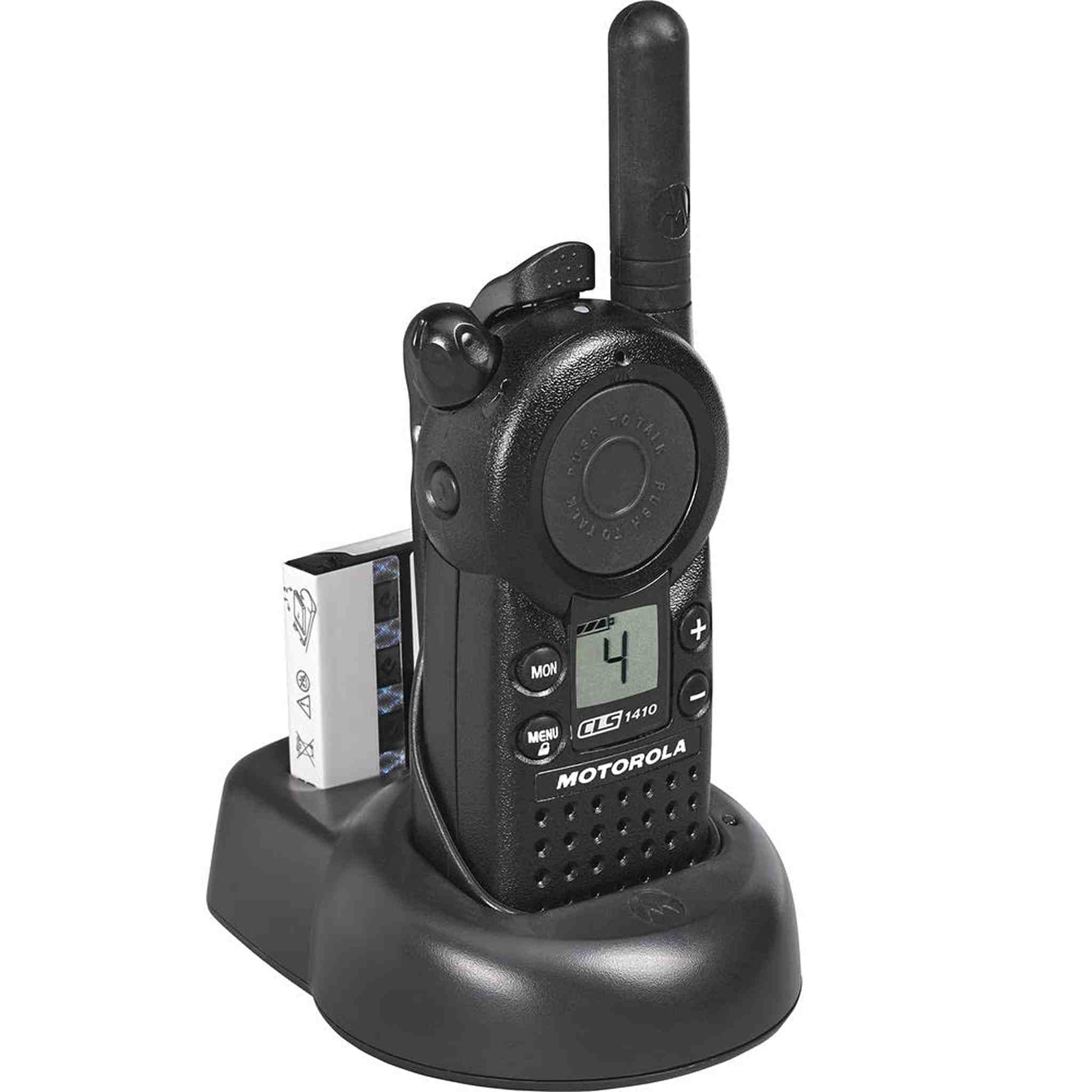 2 x Motorola CLS1410 UHF 1 W 4-Channel 2-Way Radio - 2 Pack With Mic Bundle