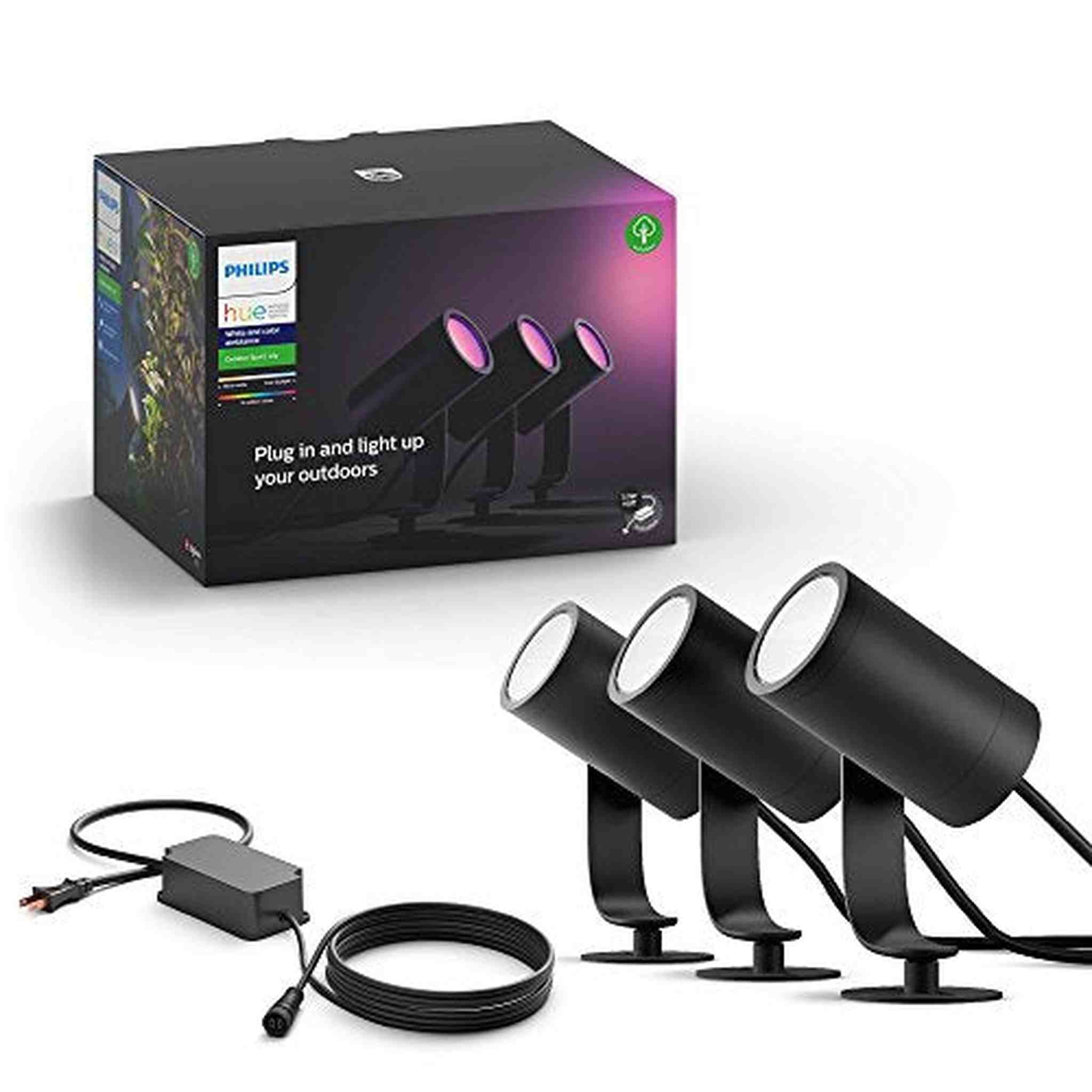 Philips Hue Lily White & Color Ambiance Outdoor Smart Spot light Base kit Philips Hue Hub required , 3 Hue White & Colo
