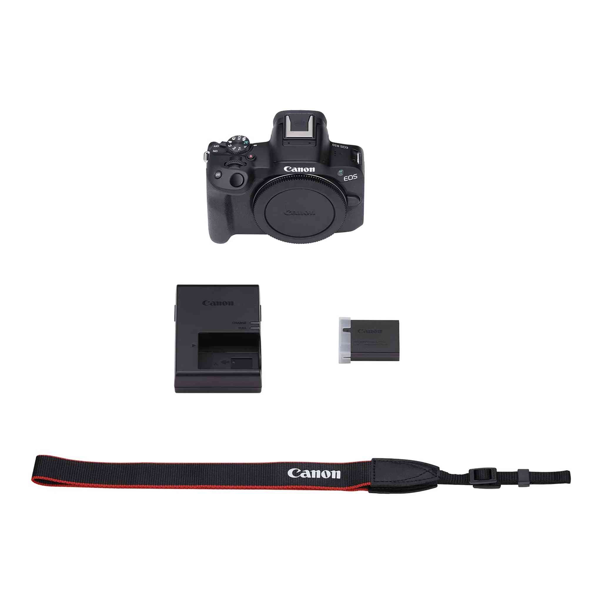 Canon EOS R50 Mirrorless Vlogging Camera Body Only/Black , RF Mount, 24.2 MP, 4K Video, DIGIC X Image Processor, Subject Detection & Tracking, Compact, Smartphone Connection, Content Creator