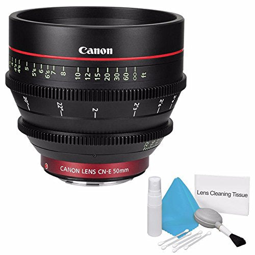 Canon CN-E 50mm T1.3 L F Cine Lens International Model + Deluxe Cleaning Kit Starter Bundle