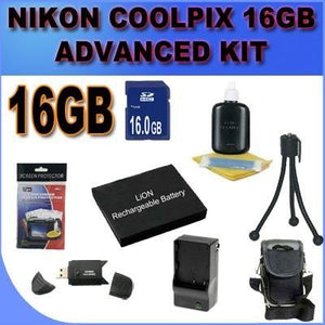 BigVALUEInc Super Starter Saver Nikon Accessory Bundle - Lithium Ion Battery + Charger + Card Reader + Case + 16GB Card for Coolpix S3000 S4000 And more Models + MORE!