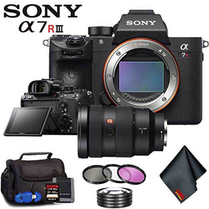 Sony Alpha a7R III Mirrorless Digital Camera Body Only + 24-70mm Lens + Filter Kit + Memory Card Kit + Carrying Case Advanced Bundle Sony