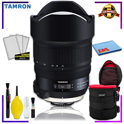 Tamron SP 15-30mm f/2.8 Di VC USD G2 Lens for Nikon F Intl Model + 6 inch Vivitar Premium Lens Case + Cleaning Kit