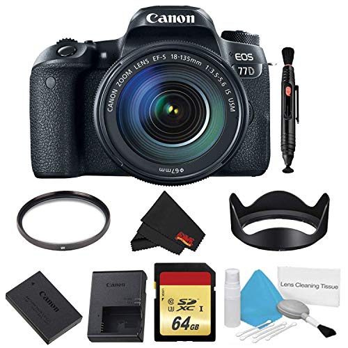 Canon EOS 77D DSLR Camera with 18-135mm Lens Bundle w/Memory Kit International Model