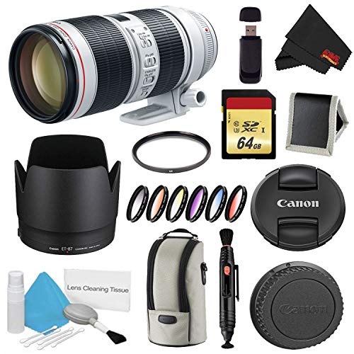 Canon EF 70-200mm f/2.8L is III USM Lens Bundle w/ 64GB Memory Card + Accessories, UV Filter, and Color Multicoated 6 Pi