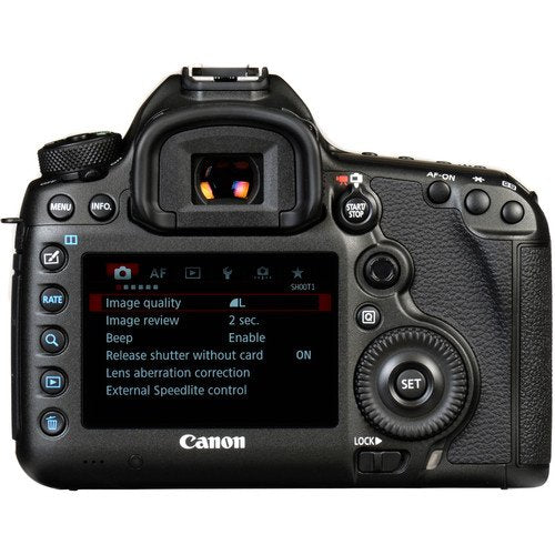 Canon EOS 5DS R Digital SLR Camera (Body Only)- Bundle with 2X 64GB Memory Cards + Spare Battery + Digital Slave Flash +