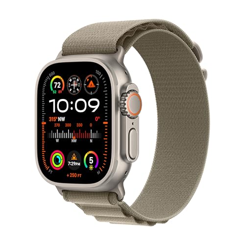 Apple Watch Ultra 2 [GPS + Cellular 49mm] Smartwatch with Rugged Titanium Case & Olive Alpine Loop Small. (Carbon Neutral)