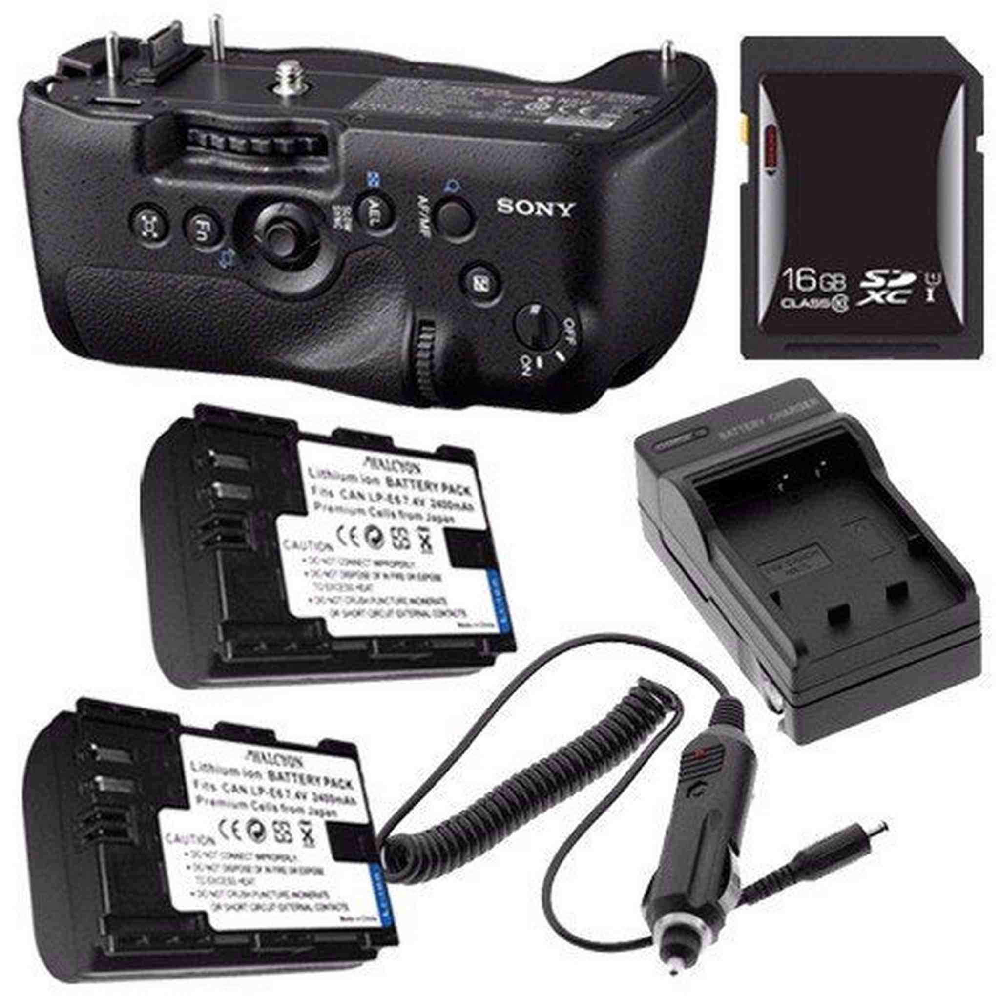 Sony Vertical Battery Grip for Alpha A99 DSLR Camera + NP-FM500H Battery + External Charger + 16GB SDHC Card Saver Bundle