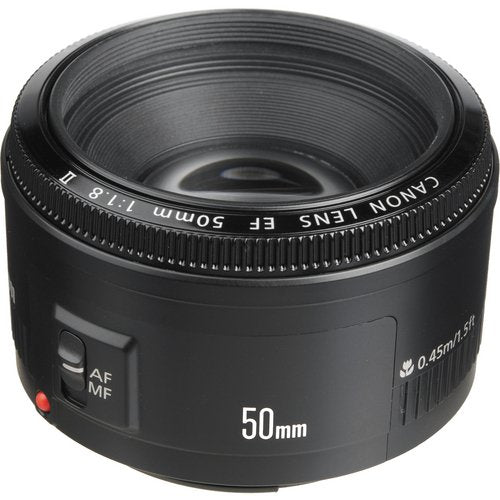 Canon EF 50mm f/1.8 II Camera Lens + 52mm 3 Piece Professional Filter Kit + Lens & Camera Cleaning Kit Bundle