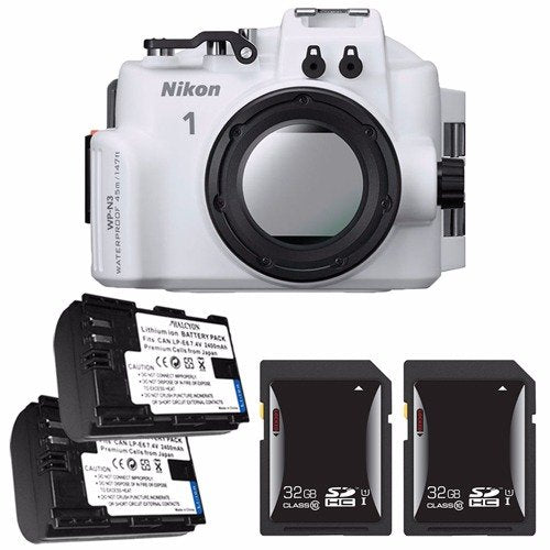 Nikon WP-N3 Waterproof Housing for Nikon 1 J4 or S2 Camera and NIKKOR 11-27.5mm or 10-30mm Lens + EN-EL22 Battery + 32GB SDHC Card Saver Bundle