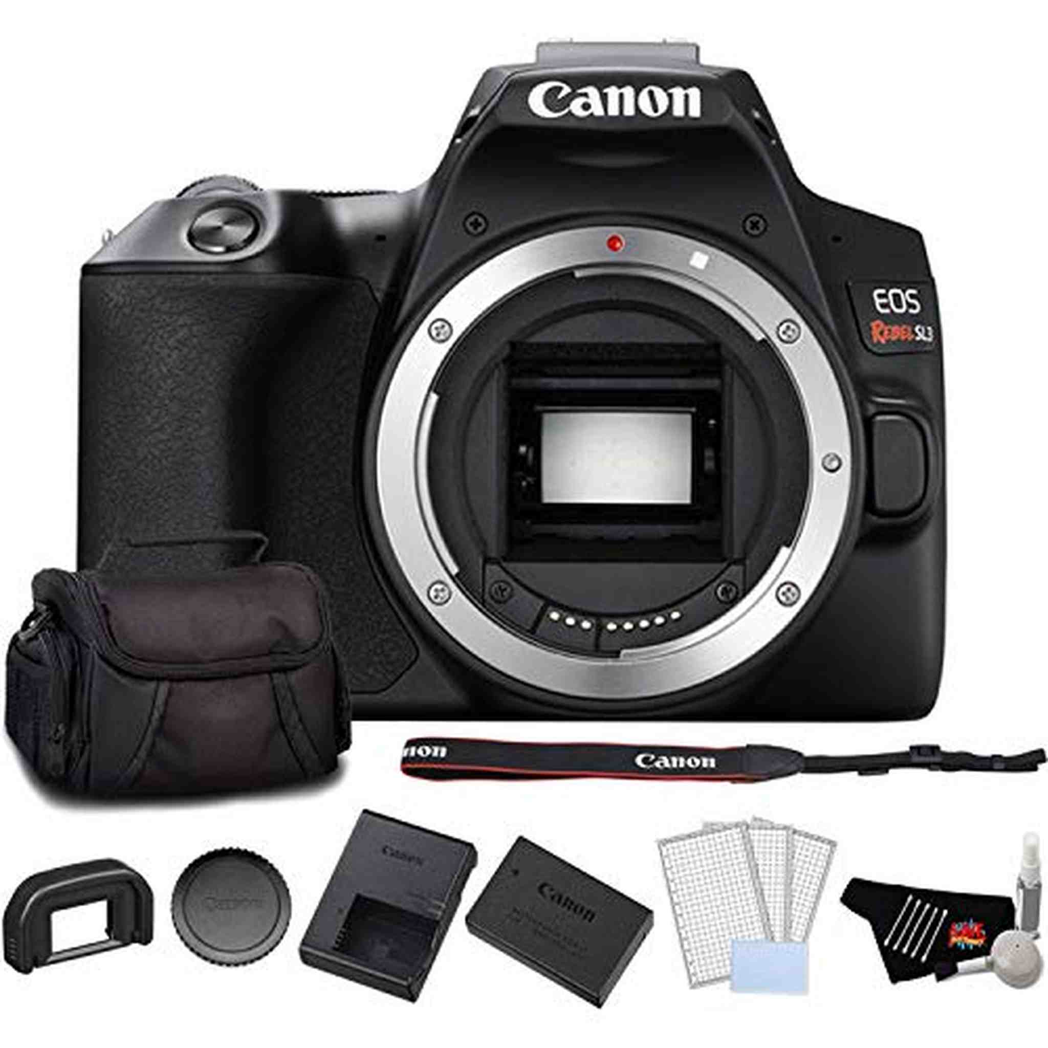 Canon EOS Rebel SL3 DSLR Camera Black, Body Only Bundle with LCD Screen Protectors + Carrying Case and More Canon