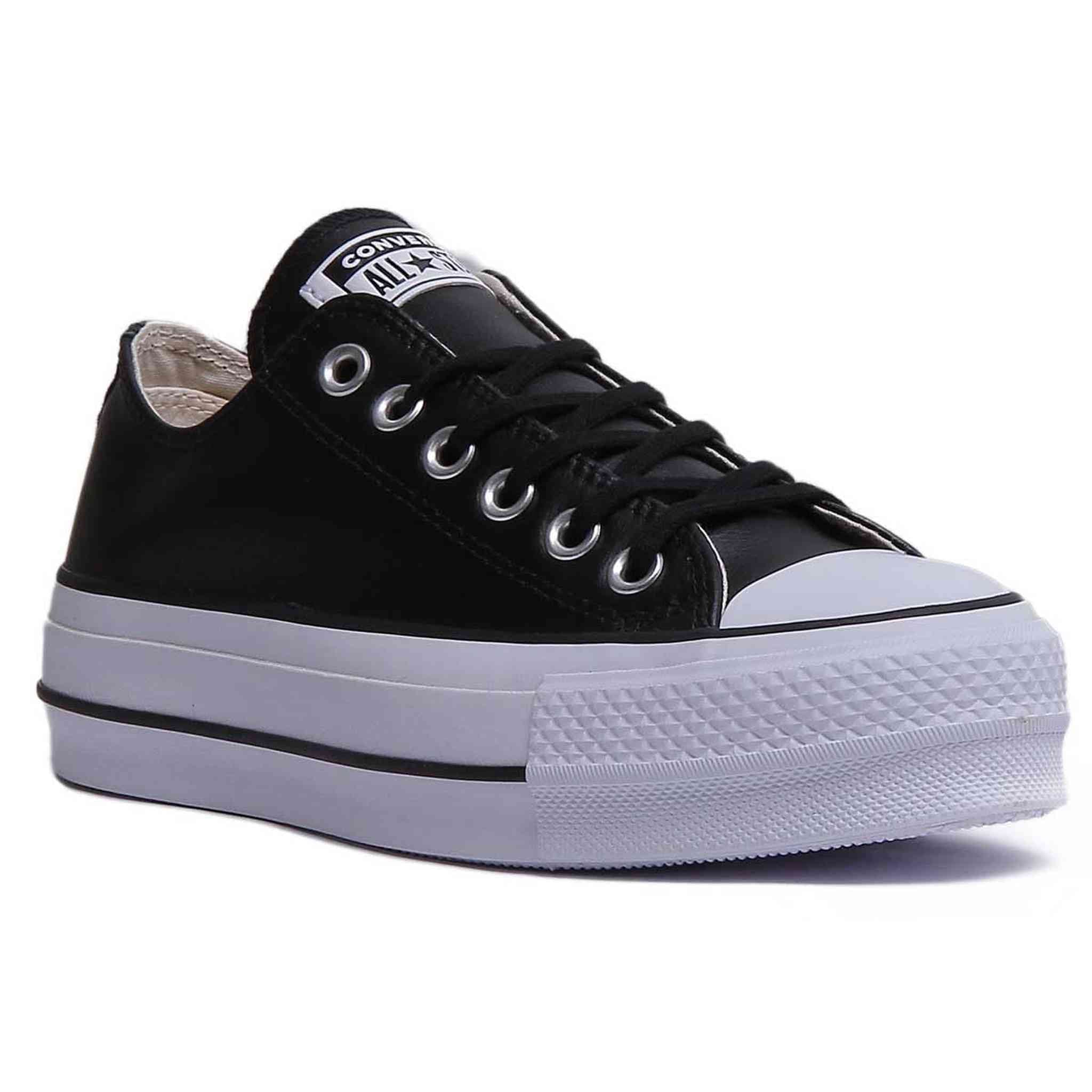 Converse Women's Chuck Taylor All Star Lift Clean Sneaker, Black/Black/White, 8.5