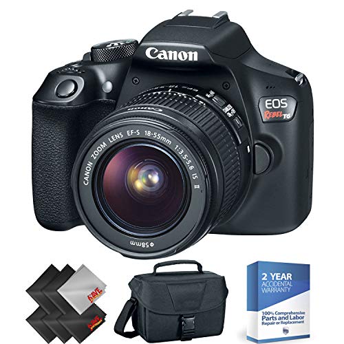 Canon EOS Rebel T6 DSLR Camera with 18-55mm Lens + 2 Year Accidental Warranty Bundle
