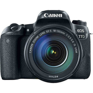 Canon EOS 77D DSLR Camera with 18-135mm USM Lens International Model 1892C002 W/Bag, Extra Battery, LED Light, Mic,