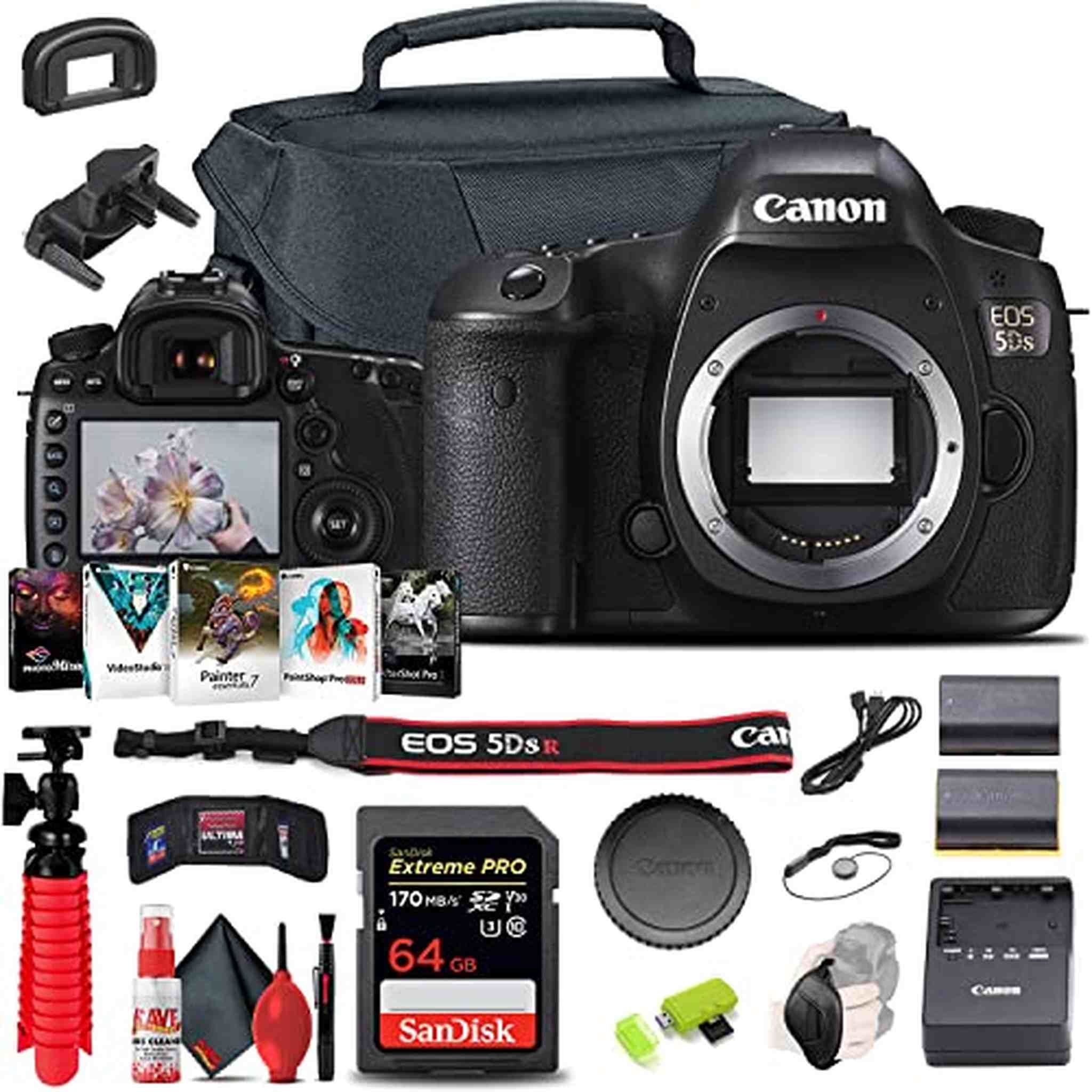 Canon EOS 5DS DSLR Camera Body Only 0581C002 + 64GB Card + Case + More - Reconditioned Canon