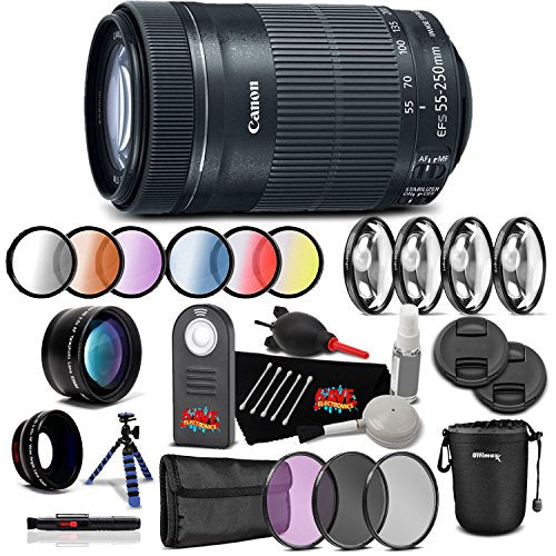 Canon EF-S 55-250mm f/4-5.6 is STM Lens Professional Kit International Model Bundle