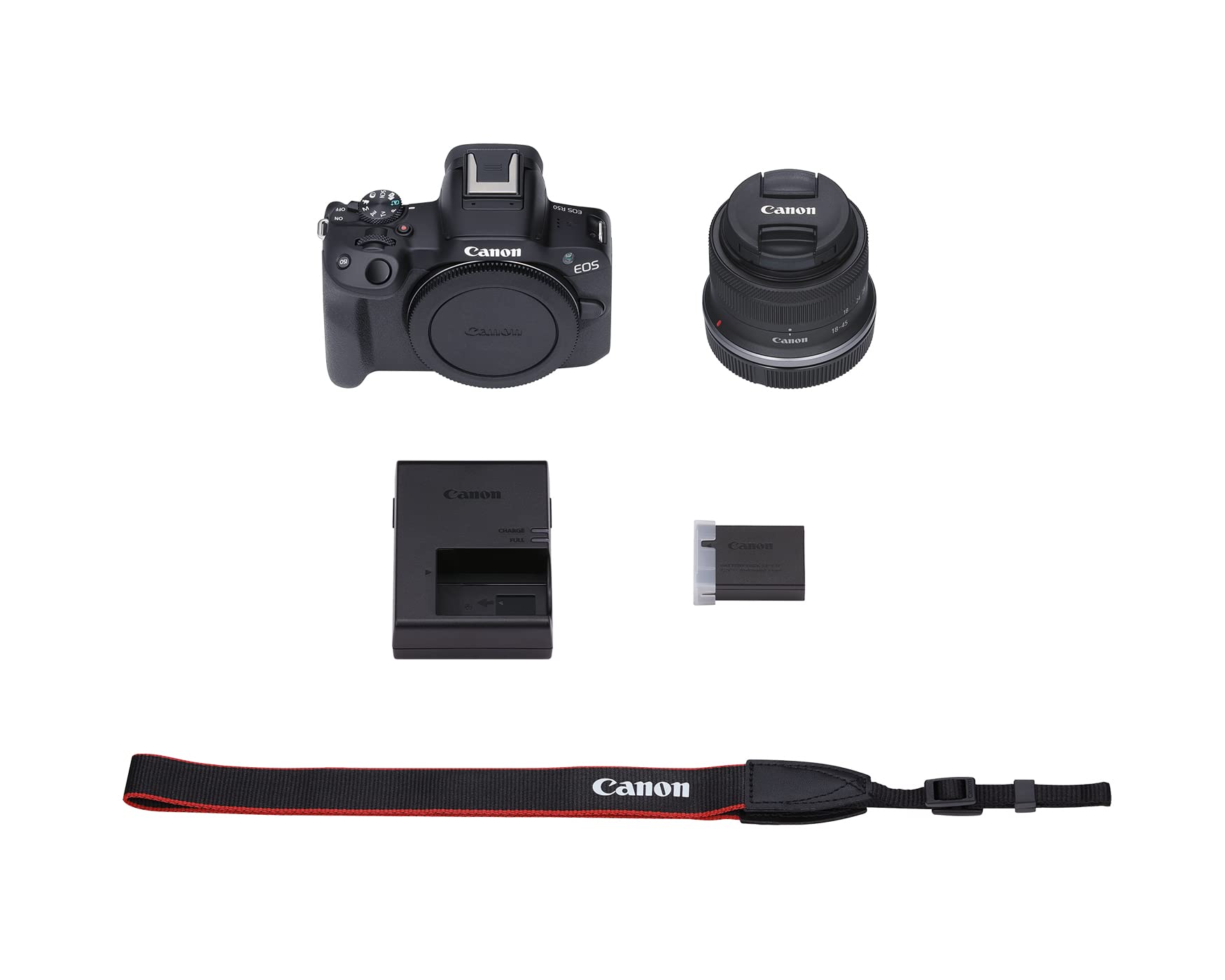 Canon EOS R50 Mirrorless Vlogging Camera Black w/RF-S18-45mm F4.5-6.3 is STM Lens, 24.2 MP, 4K Video, Subject Detection & Tracking, Compact, Smartphone Connection, Content Creator