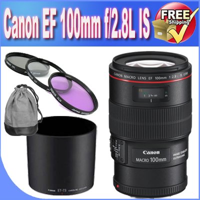 Canon EF 100mm f/2.8LMacro is USM Lens for Canon SLR Cameras + 67mm 3 Piece Professional Filter Kit + Lens & Camera Cleaning Kit!!