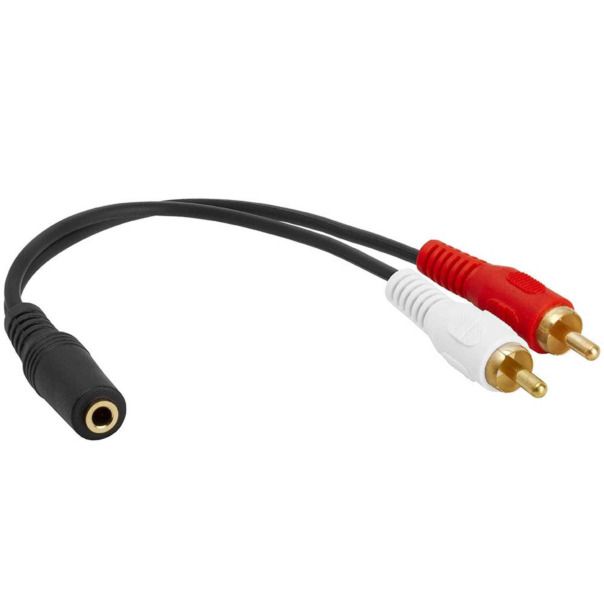 Cmple - 3.5mm Female to 2 RCA Male Stereo Audio Y Cable Adapter for TV, Smartphones, MP3 Players, Tablets, Speakers - Mini Plug Headphone Splitter - 6 Inch Cmple