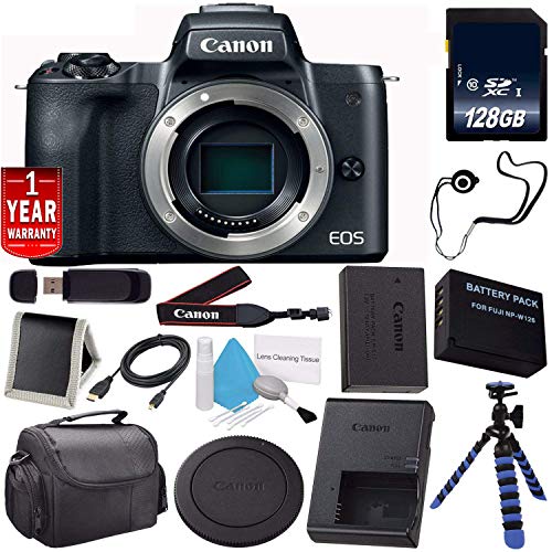 6Ave Canon EOS M50 Mirrorless Digital Camera Black International Model + LP-E12 Replacement Lithium Ion Battery + 12